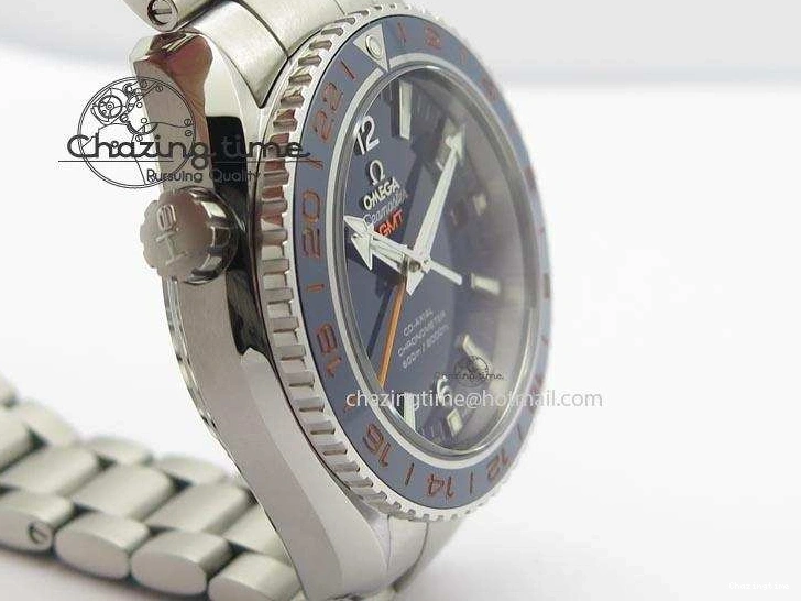 1218 Planet Ocean GMT 43.5mm V6F Goodplanet Orange Marker Blue Dial On SS Bracelet A ModernLook 8215